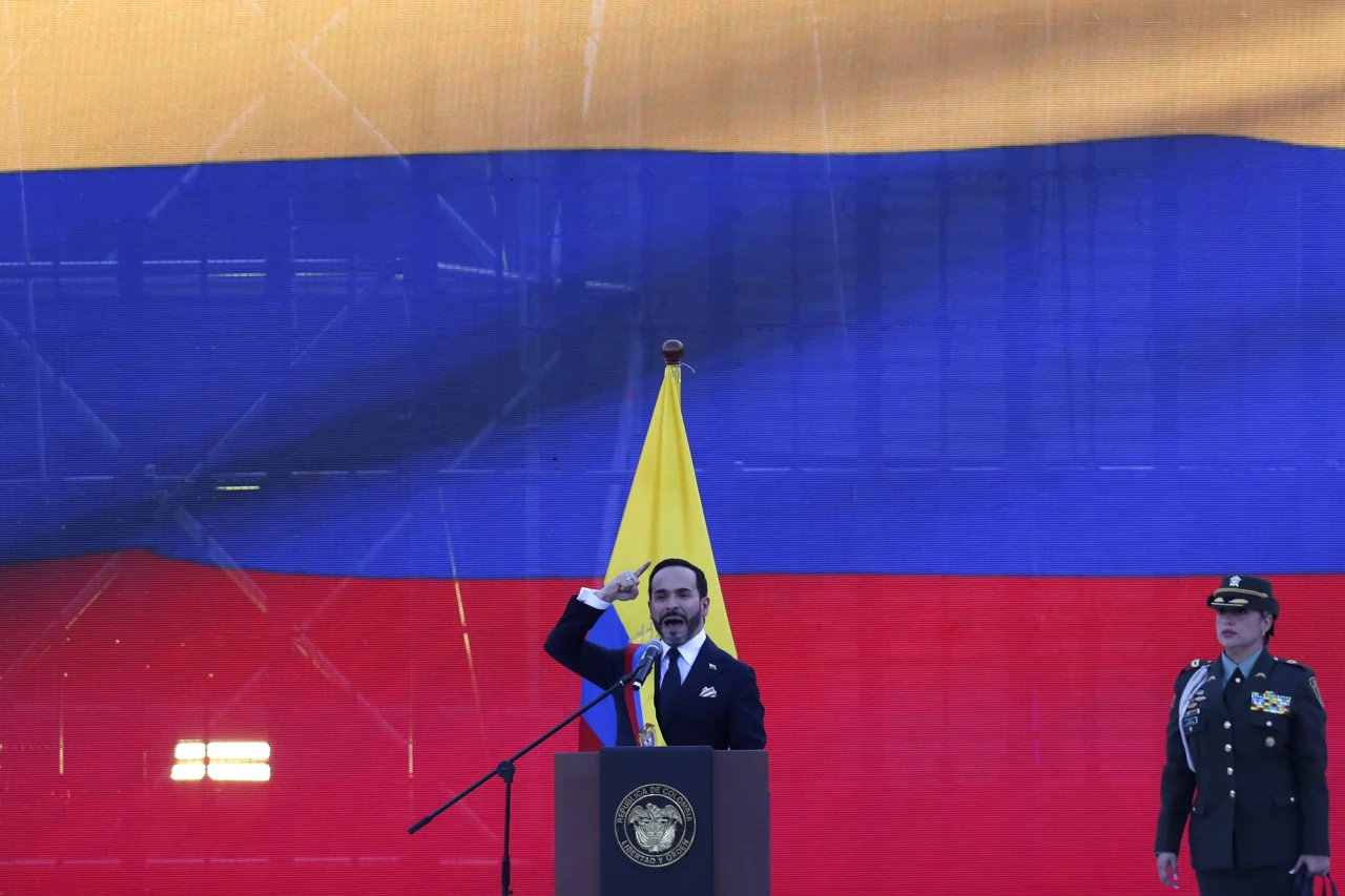 El presidente de Colombia, Abelardo de la Espriella, habla durante su primer discurso como mandatario. Ernesto Guzmán Jr/EFE/EFE